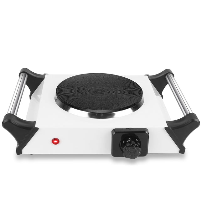 1000W Electric Single Burner Portable Heating Hot Plate Stove Countertop RV Hotplate with 5 Temperature Adjustments Portable Handles - Silver - Single