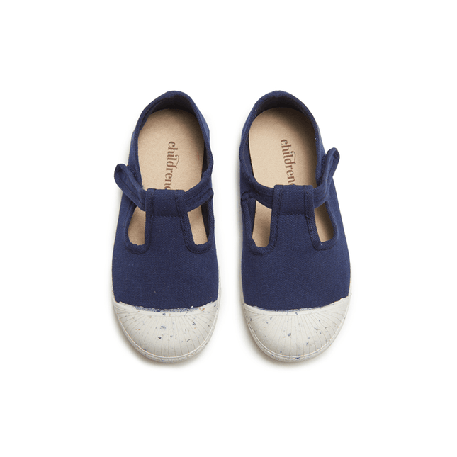 ECO-friendly T-band Sneakers in Navy by childrenchic - Vysn