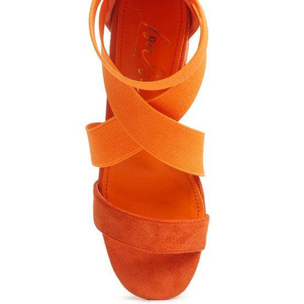 Elastic Strappy Block Heel Sandals by Blak Wardrob - Vysn