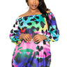 Electric leopard off shoulder bubble mini dress - Vysn