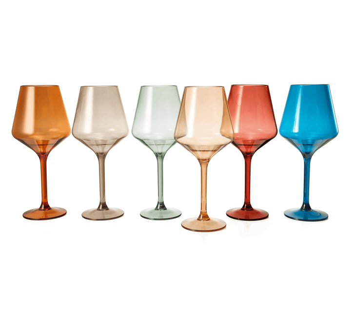 European Style Crystal, Stemmed Wine Glasses, Acrylic Glasses Tritan Drinkware, Unbreakable Muted Color | Set of 6 | Shatterproof BPA-free plastic, Reusable, All Purpose Glassware, Hand Wash Only 15oz by The Wine Savant - Vysn