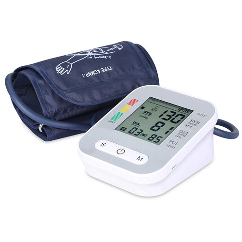 Digital Arm Blood Pressure Monitor LCD Digital Heart Beat BP Gauge Health Test w/Voice - White
