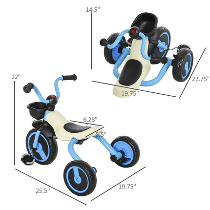 Foldable 3 Wheel Kids Tricycle for Toddlers Walking Tricycle Blue by Quality Home Distribution - Vysn