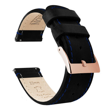 Fossil Gen 5 | Black Leather & Blue Stitching by Barton Watch Bands - Vysn