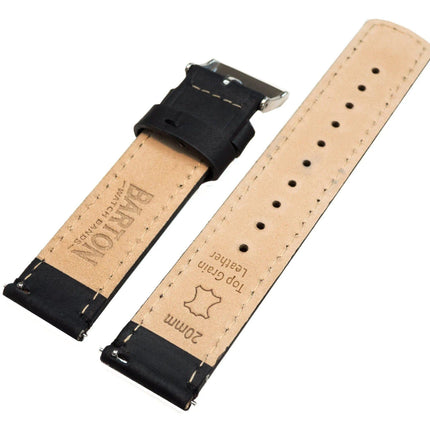 Fossil Gen 5 | Black Leather & Stitching by Barton Watch Bands - Vysn