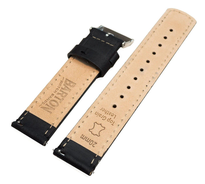 Fossil Gen 5 | Black Leather & Stitching by Barton Watch Bands - Vysn