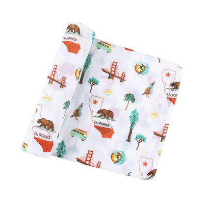Gift Set: California Baby Muslin Swaddle Blanket and Burp Cloth/Bib Combo by Little Hometown - Vysn