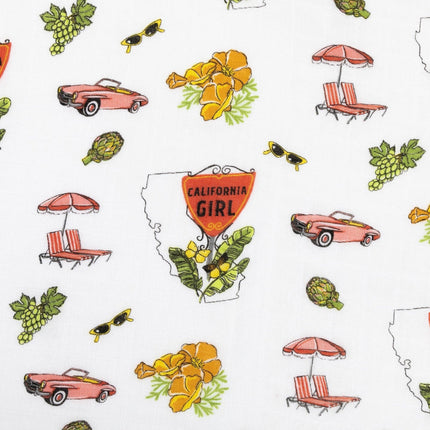 Gift Set: California Girl Muslin Swaddle Blanket and Burp Cloth/Bib Combo by Little Hometown - Vysn