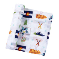 Gift Set: Colorado Baby Muslin Swaddle Blanket and Burp Cloth/Bib Combo by Little Hometown - Vysn