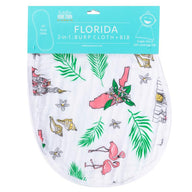 Gift Set: Florida Baby Muslin Swaddle Blanket and Burp Cloth/Bib Combo (Floral) by Little Hometown - Vysn