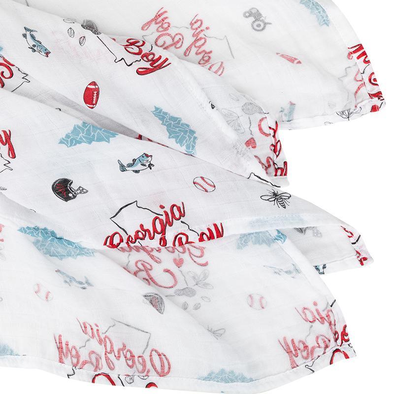 Gift Set: Georgia Boy Muslin Swaddle Blanket and Burp Cloth/Bib Combo by Little Hometown - Vysn