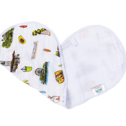 Gift Set: Los Angeles Baby Muslin Swaddle Blanket and Burp Cloth/Bib Combo by Little Hometown - Vysn