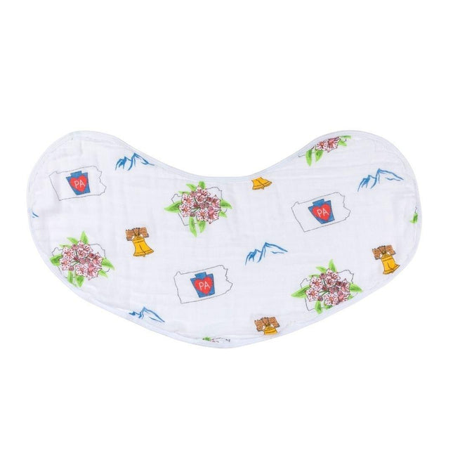 Gift Set: Pennsylvania Baby Muslin Swaddle Blanket and Burp Cloth/Bib Combo by Little Hometown - Vysn