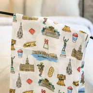 Gift Set: Philadelphia Baby Muslin Swaddle Blanket and Burp Cloth/Bib Combo by Little Hometown - Vysn