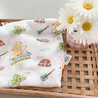 Gift Set: Tennessee Baby Muslin Swaddle Blanket and Burp Cloth/Bib Combo (Floral) by Little Hometown - Vysn