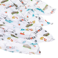 Gift Set: Virginia Baby Muslin Swaddle Blanket and Burp Cloth/Bib Combo by Little Hometown - Vysn