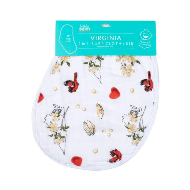 Gift Set: Virginia Baby Muslin Swaddle Blanket and Burp Cloth/Bib Combo (Floral) by Little Hometown - Vysn