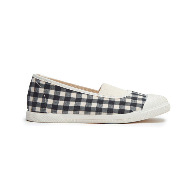 Gingham Canvas with Elastic Slip-on in Black by childrenchic - Vysn