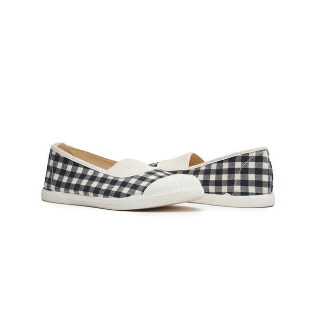 Gingham Canvas with Elastic Slip-on in Black by childrenchic - Vysn