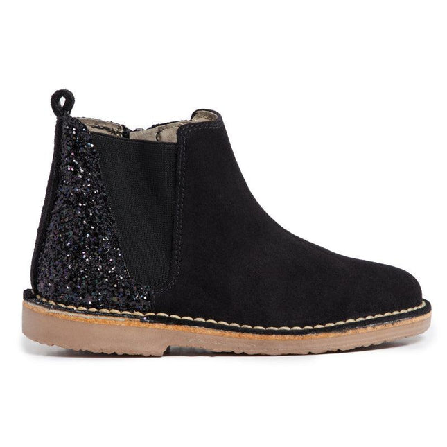 Glitter and Suede Chelsea Boots in Black by childrenchic - Vysn