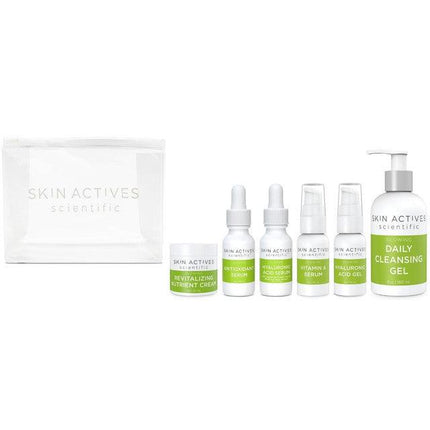 Glowing Skin Kit - Revitalizing Cream, Antioxidant Serum, Hyaluronic Acid Serum, Vitamin A Serum, Hyaluronic Acid Gel, Daily Cleanser - VYSN