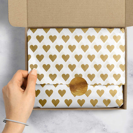Gold Hearts 20" x 30" Wedding Gift Tissue Paper by Present Paper - Vysn