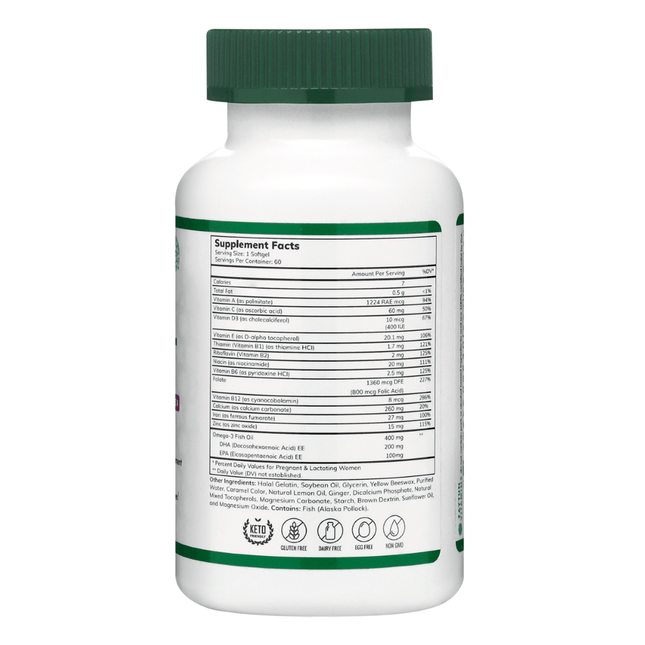 Halal Prenatal + DHA Multivitamin Softgels (3Pack) by Zaytun Vitamins - Vysn