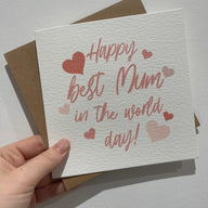 Happy Best Mum In World Mothers Day Cute Funny Humorous Hammered Card & Envelope by WinsterCreations™ Official Store - Vysn