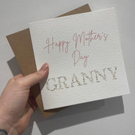 Happy Mothers Day Granny Pink Floral Letters Mothers Day Cute Funny Humorous Hammered Card & Envelope by WinsterCreations™ Official Store - Vysn