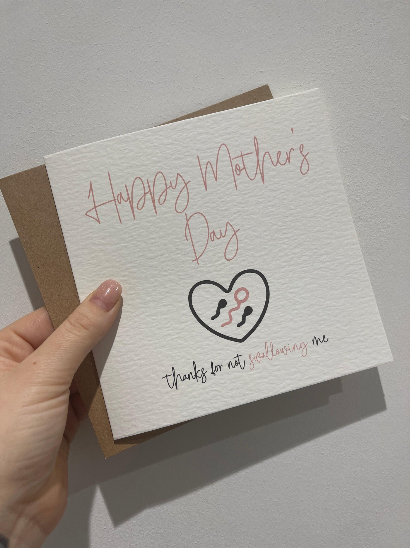 Happy Mothers Day Thanks For Not Swallowing Me Mothers Day Cute Funny Humorous Hammered Card & Envelope by WinsterCreations™ Official Store - Vysn