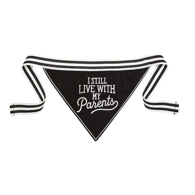 I Still Live With My Parents Black Pet Bandana | Embroidered Text by The Bullish Store - Vysn