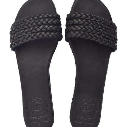 Iris Braided Leather Slides by ELF - Vysn