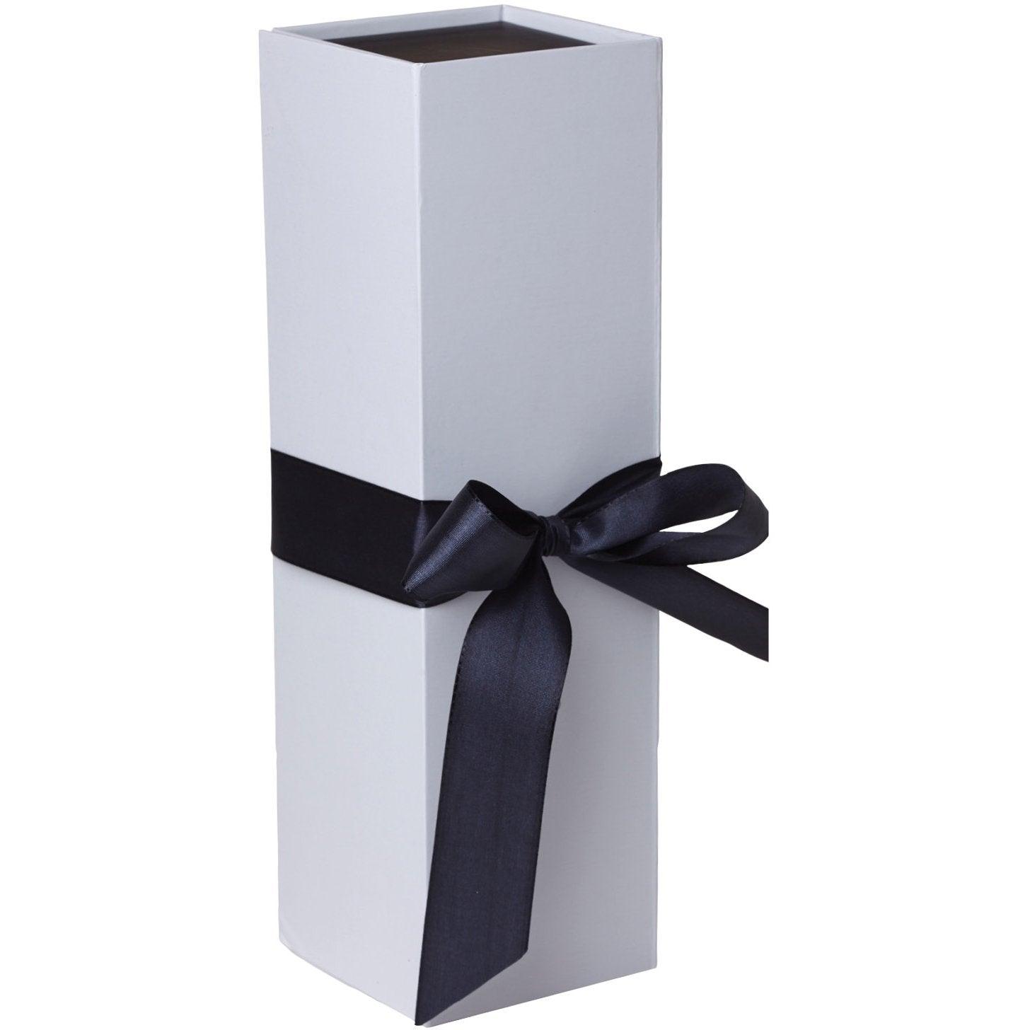 Jillson & Roberts Bottle Gift Box with Ribbon Tie, Sophisticate White Matte (12 Pcs) by Present Paper - Vysn