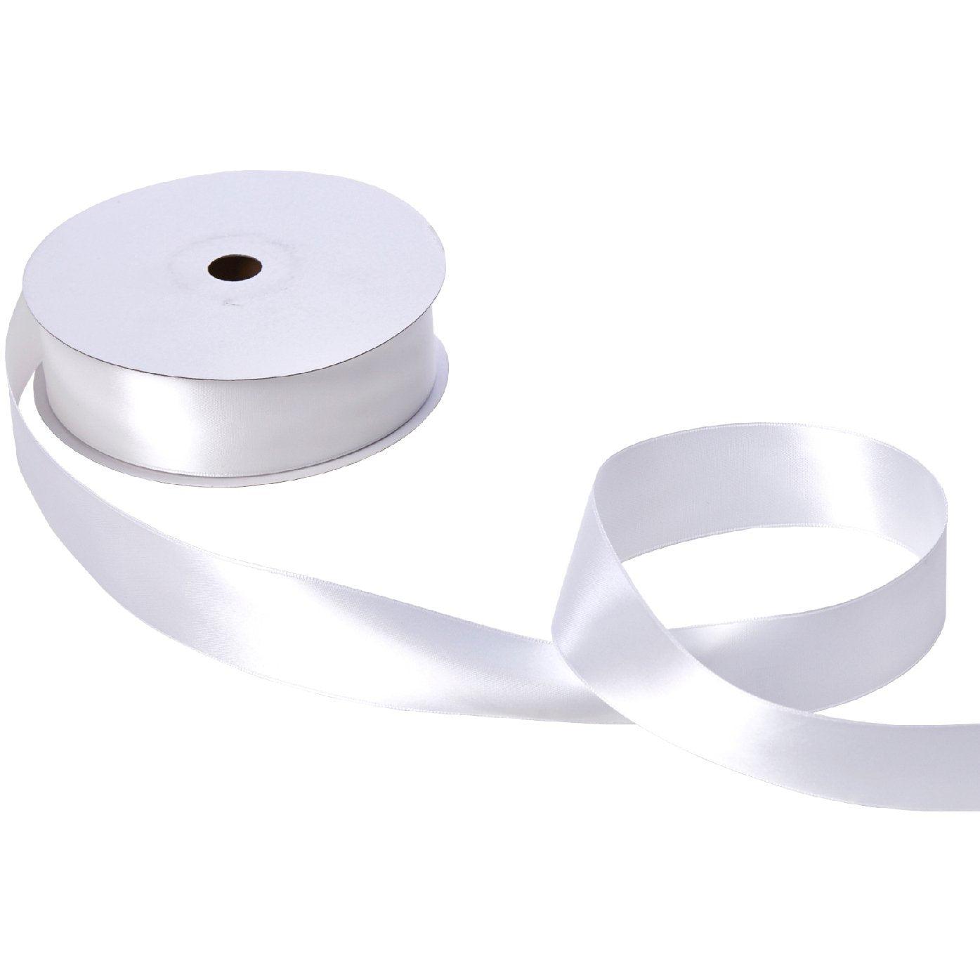 Jillson & Roberts Double-Faced Satin Ribbon, 1 1/2" Wide x 50 Yards, White by Present Paper - Vysn