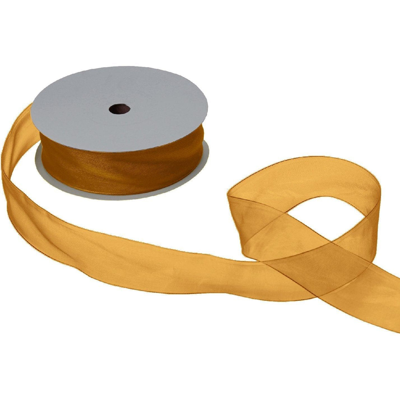 Jillson & Roberts Organdy Sheer Ribbon, 1 1/2" Wide x 100 Yards, Gold by Present Paper - Vysn