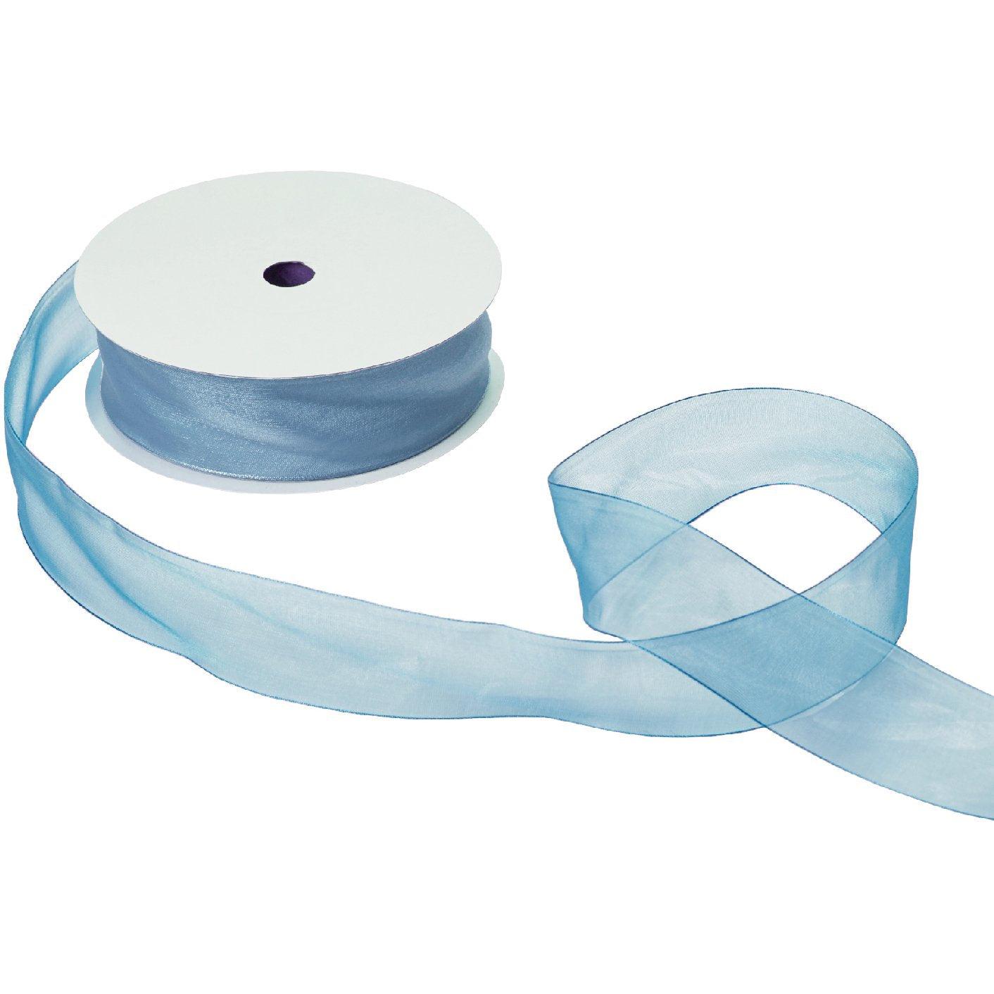 Jillson & Roberts Organdy Sheer Ribbon, 1 1/2" Wide x 100 Yards, Pastel Blue by Present Paper - Vysn