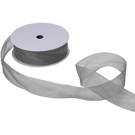 Jillson & Roberts Organdy Sheer Ribbon, 1 1/2" Wide x 100 Yards, Silver by Present Paper - Vysn