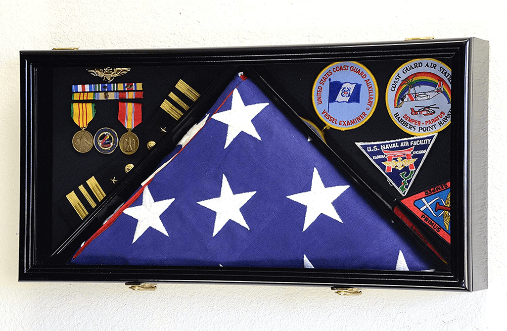 Large Flag & Medals Military Pins Patches Insignia Holds up to 5x9 Flag Display Case Frame by The Military Gift Store - Vysn