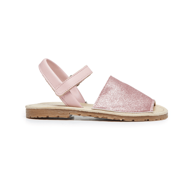 Leather Sandals in Pink Glitter by childrenchic - Vysn