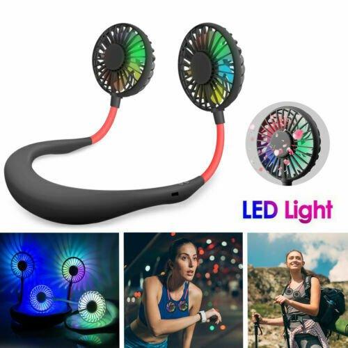 LED Color Portable Rechargeable Neckband Sport Lazy Neck Hanging Cooling Fan USA by Plugsus Home Furniture - Vysn