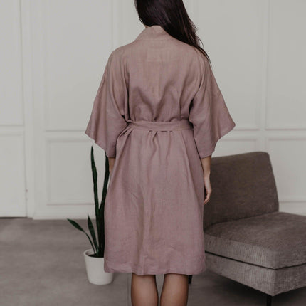 Linen bathrobe Midnight by AmourLinen - Vysn