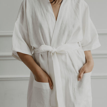 Linen bathrobe Midnight by AmourLinen - Vysn