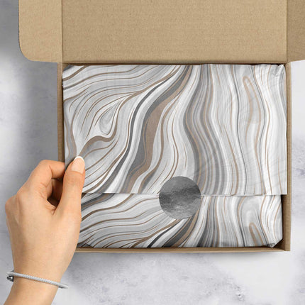 Marbleized Silver 20" x 30" Gift Tissue Paper by Present Paper - Vysn