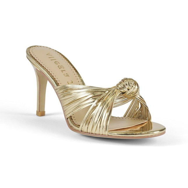 MARLY sandal in gold vegan leather by Allegra James - Vysn