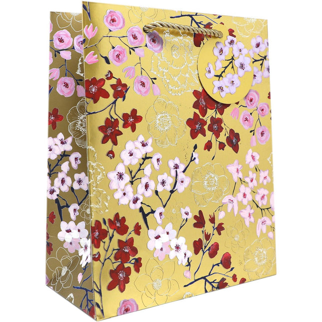 Medium Floral Gift Bags, Drifting Blossoms with Foil Accents by Present Paper - Vysn