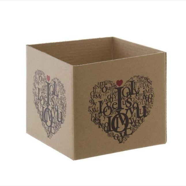 Mini Posy Box Love Letters Kraft (13x12cmH) by Tshirt Unlimited - Vysn