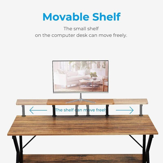 Modern Design Computer Desk with Monitor Shelf 47" by Plugsus Home Furniture - Vysn