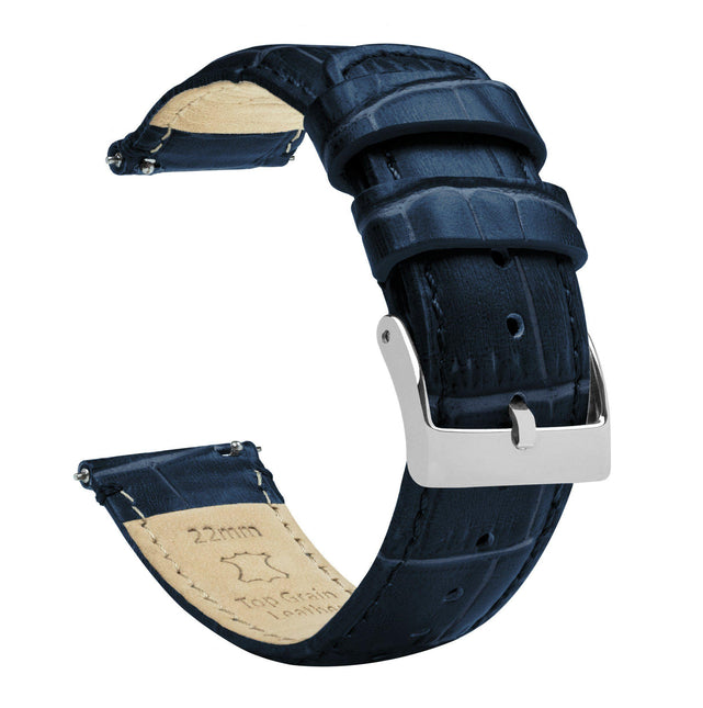 Moto 360 Gen2 | Navy Blue Alligator Grain Leather by Barton Watch Bands - Vysn