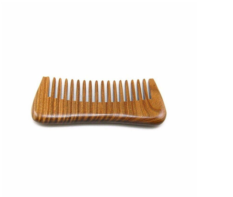 Natural Green Sandalwood Peach Wood Anti Static Pocket Hair Beard Handmade Comb by Plugsus Home Furniture - Vysn