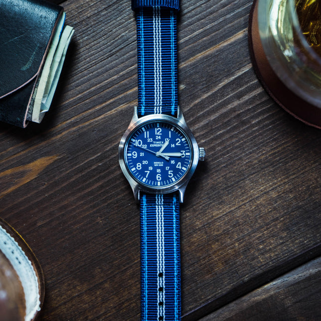 Navy & Aqua Blue | Two-Piece NATO® Style by Barton Watch Bands - Vysn